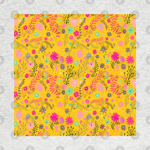 Yellow ditsy floral by Kamaloca